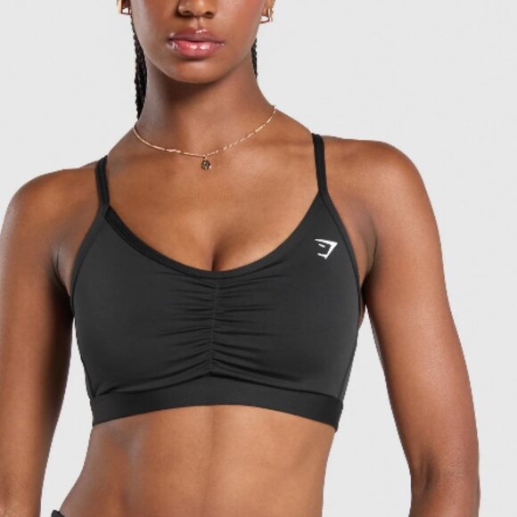 Gymshark Other - Gymshark Ruched Support Bra Womens Small Black Medium Support Athletic Training